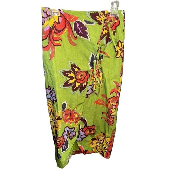 Rhode Julian Pencil Side Tie Floral Skirt Women's Green Motif Size: 2 NWT - Picture 3 of 6